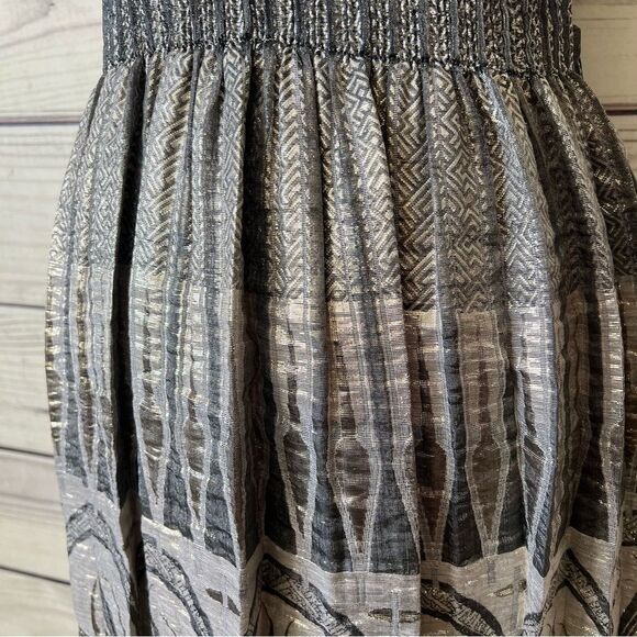 Max Studio Metallic Silver & Grey Pleated Stretchy Fit & Flare Dress - Picture 6 of 11